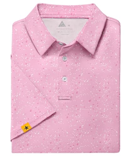 Image of ZITY Mens Golf Polo Shirts Short Sleeve UPF 50+ Performance Moisture Wicking Print Pattern Casual Collared Golf Shirt for Men