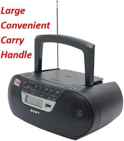 Sony Compact Portable Stereo Sound System Boombox with USB Input, MP3 CD Player, Digital Tuner AM/FM Radio, 30 Programmable Preset Stations, LCD Display, Auto Scan Tuning, Headphone Output & Auxiliary Input Jack to connect any iPod, iPhone, Digital Audio Device or Tape Cassette Player *Bonus DB Sonic AUX Cable & CD Laser Lens Head Cleaner Included*