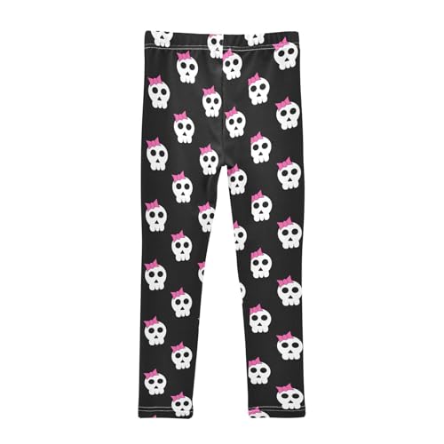 ZZKKO Girls Leggings Cute Skull with Bow Toddler Girls Clothes Leggings for Girls Toddler Girls Leggings 3-4T2