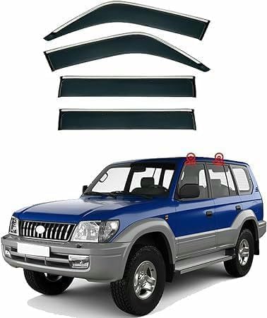 QILING Car Wind Deflectors for Toy&OTA Land Cruiser Prado FJ90 1997-2001,Car Window Visors Quality Acrylic Car Side Window Sun Visors Rain Guards Vent Shield Sun Protection Car Accessories