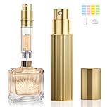 JOOMOKO Perfume Atomiser, Perfume Travel Bottle, 10ML Atomiser Spray Bottle, Refillable & Travel Size Perfume Spray Bottle Easy to Refill Cologne Dispenser for Women Men (Gold)