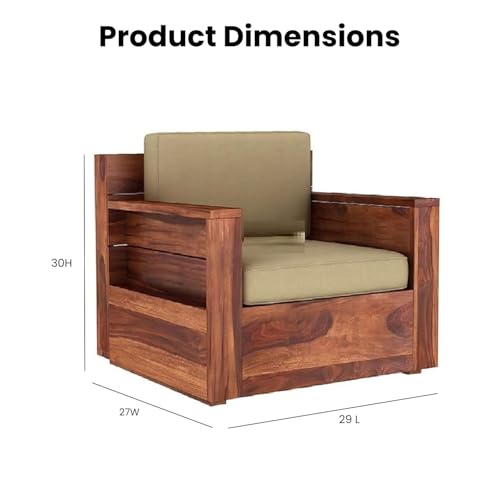 Image of Solid Sheesham Wood 5 Seater Sofa Set | Wooden 3+1+1 Seater Sofa Furniture for Bedroom Living Room Hall Office Hotel (Honey Finish)