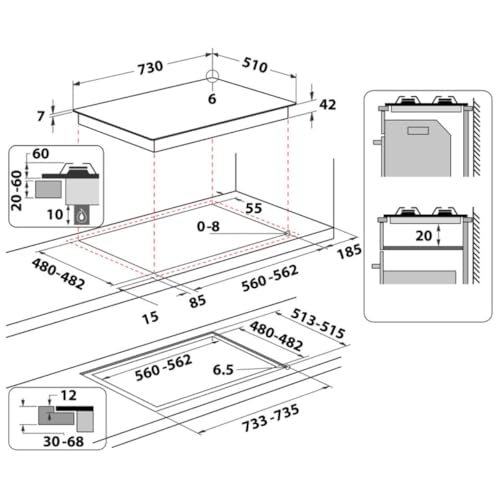 Hotpoint HAGS /BK 1 Intégré 73 cm Gaz 5 zones - vue 6
