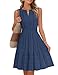 MEROKEETY Women's 2026 Summer Casual Mini Sundress Beach Vacation Sleeveless V Neck Flowy A Line Dress with Pockets, Navy, Medium