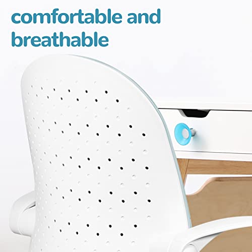 Seekfancy Kids Desk Chair Pego300, Blue Kids Study Chair For Boys Girls With Eggshell Design Backrest, Ergonomic Growing Teen Office Chair With Flip Up Arms And Wheels, Pu Leather Office Task Chair #TOP7