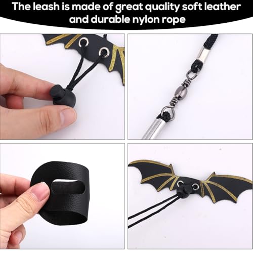 Image of Bearded Dragon Backpack and Leash with Wings, Leather Adjustable Lizard Leash Reptile Carrier Harness Pet Reptile Backpack with Wing Accessories for Outdoor Walking Travel Rest