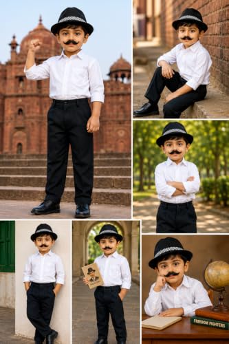 Image of Raj Costume Freedom Fighter Costume for Kids | Independence Day Fancy Dress | Patriotic School Function Dress | Boys & Girls