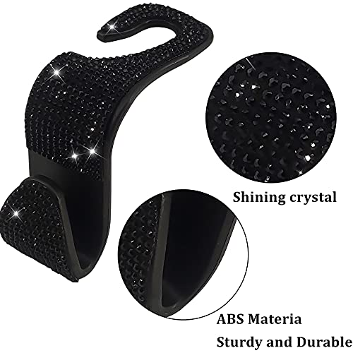 Dermasy 2 Pack Car Hooks, 2021 New Bling Rhinestones Crystal Hooks Car Decorations Auto Seat Back Organizers Strong And Durable Backseat Hanger Storage Universal For Suv Truck Vehicle  thumb #2