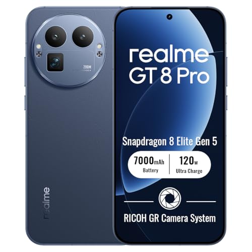 realme GT 8 Pro 5G-Smartphone 16+512 GB, 6,79-Zoll-Bildschirm, 120-Hz-Display, 120-W-SuperVOOC-Ladung, 7000-mAh-Akku, 300-MP-Kamera, Qualcomm Snapdragon 8 Elite Gen 5, IP69