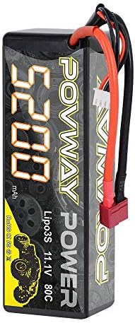 POVWAY 3S Lipo Battery 11.1 V Battery 80C 5200 mAh Lipo RC Battery with Dean Plug Hard Case Battery for RC Car Truck Boat Plane Helicopter