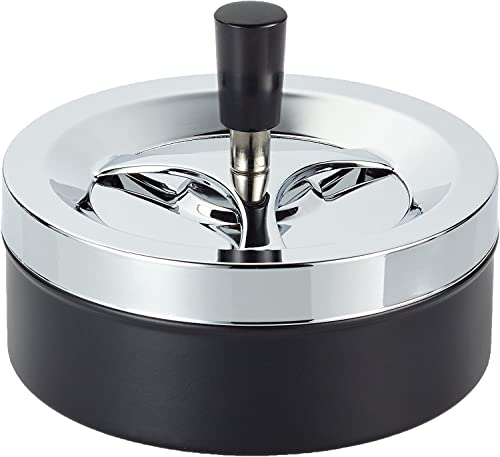 Riesiger Schöner moderner Drehaschenbecher,Windaschenbecher, Metall ca. 14...