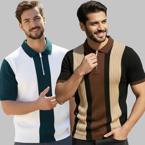 Image of AUSK Men Printed Polo Neck Cotton Blend T-Shirt (Regular Fit, Half Sleeve) || Tshirts for Mens