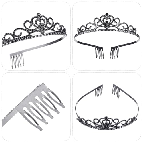 Kristallkrone, Kristall Tiara, Schwarz Strass Diadem mit Kamm für Geburtstags Hochzeit Abschlussball Prinzessinnenpartys Frauen und Mädchen
