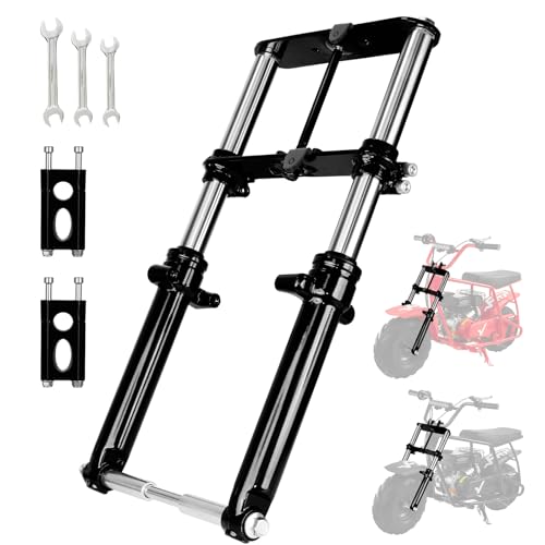 FRP Minibike Suspension Kit -Mini Bike Front Fork, Compatible with Monster Mega Moto MMB80 MMB105 80cc 105cc Motovox MBX10 MBX11 Coleman CT100U Baja DB30, 10 Years Warranty, with Clamps, Black