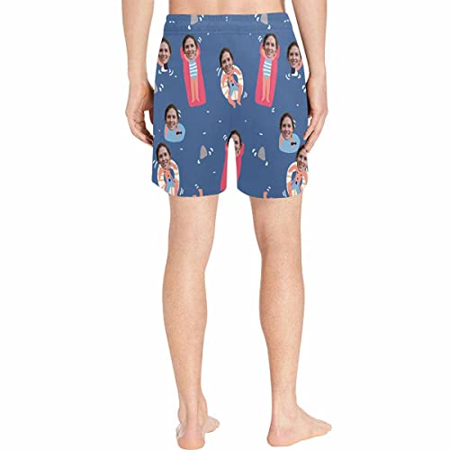 Custom Funny Swim Shorts With Faces Swim Ring Customized Gifts Mens Swim Trunks Wife Girlfriend Photos Beach Board Short For Men #TOP4