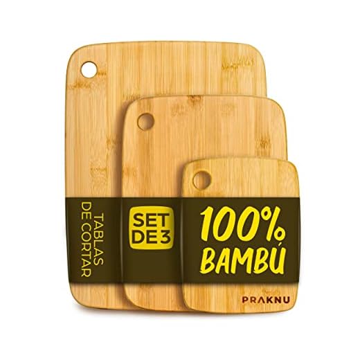 Set de 3 Tablas de Cortar - Madera de Bambú Pulida - Con Agujero para Colgar - 3 Tamaños Diferentes