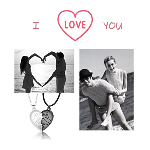 Stainless Steel His and Her Heart Lock Key Matching Puzzle Couples Pendant Necklace4