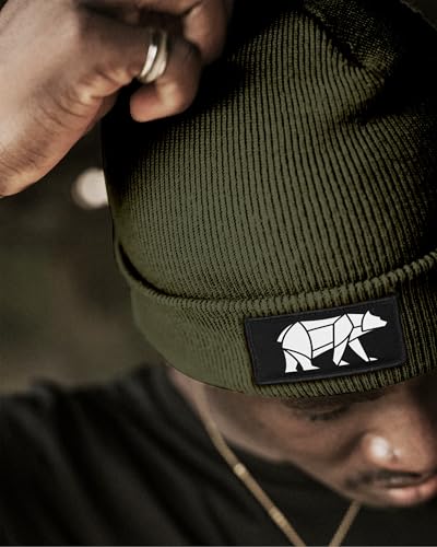 Bonnet tricoté côtelé avec patch ours polygone Neverless pour homme moderne - 2