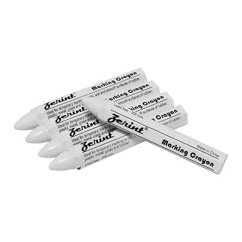 ZERINT 5 Stück 100 mm Universal-Markierstifte, Wachsmarker für Holz, Metall, Karton, Keramik, Beton, Glas, Kunststoff, Reifen (weiß)