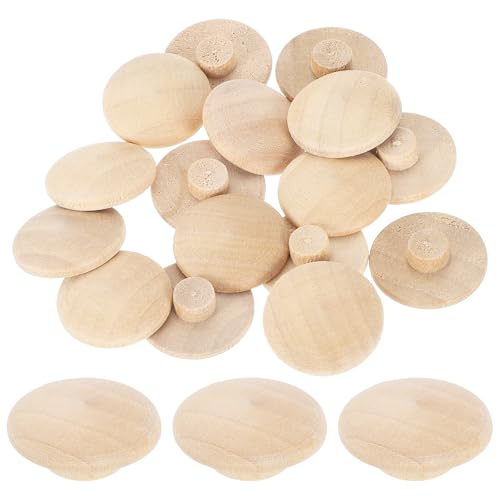 Image of uxcell 16Pcs Wood Button Plugs, 7mm /0.28 inch Hardwood Screw Hole Plug Mushroom Wooden Caps Buttons Wood Plug for Furniture Woodworking Craft Decor (20mm x 7mm)