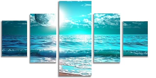 Mefooge 5D diamond painting la mer avec strass étincelants et grande toile 100x60cm