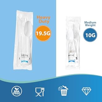 250 Sets 6.29inch Plastic Cutlery Packets, Heavy-Duty Weight White Disposable Plastic Cutlery Packs, Individually Wrapped (Fork Spoon Knife Napkin Salt Pepper 6 in 1)
