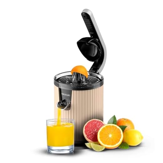 Cecotec Exprimidor Eléctrico de Brazo para Naranjas y Cítricos Xqueeze RetroJuice 600 Beige. 600W, Estilo Retro, Filtro de Acero Inoxidable, Cono de Plástico, Palanca para Extraer Pulpa, Antigoteo
