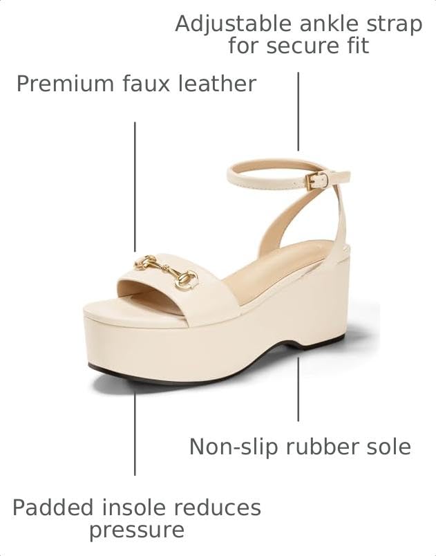 Image of Womens Platform Sandals Chunky Wedges Heels Open Toe Ankle Strap Summer Dress Shoes with Metal Buckle