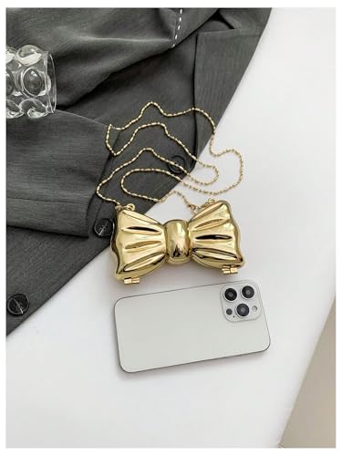Image of GORGLITTER Women's Bow Purse Mini Crossbody Evening Bag for Wedding Party Prom Gold One Size