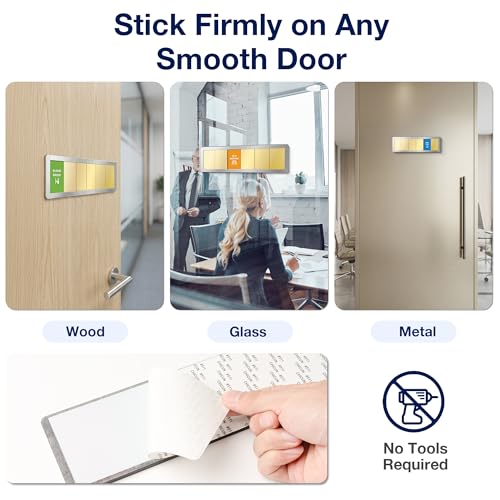 Image of Office Door Signs- 6 Options Out Of Office Sign for Door,Do Not Disturb, In A Meeting,Please Knock, Come On In,Back Soon, Privacy Slider Sign for Workplace Privacy & Conference Room