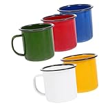 TOYANDONA 5 piezas Tazas Esmaltadas Vintage Multiusos para Cóctel y Vino Pequeñas Resistentes Asa Ergonómica Colores Surtidos y Jugos Casa o Picnic