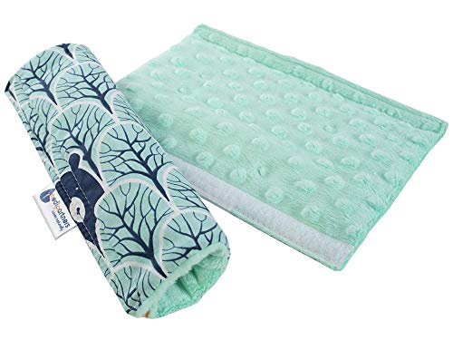 Medi Partners Protège Ceinture Enfant 2 Pièces Coussin de Sécurité Voiture Protege Kids 17x22cm 100% Coton Minky Cover Securite Auto Poussette pour Bebe...