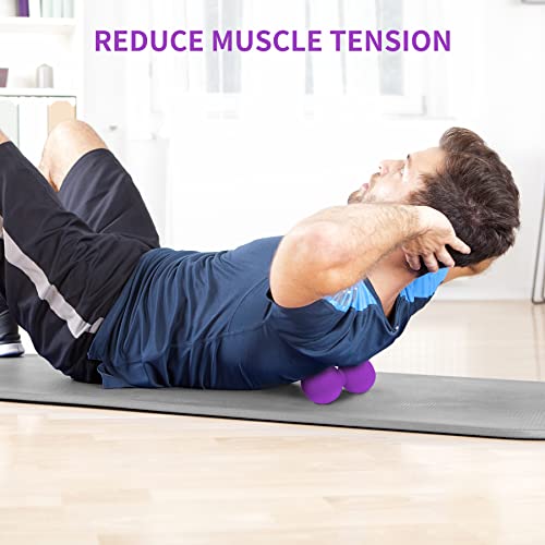 5BILLION FITNESS Peanut Massage Ball,Double Lacrosse Ball and Mobility Massage Ball for Physical Therapy - Deep Tissue Massage Tool for Myofascial Release, Muscle Relaxer, Acupoint Massage (Purple) - Thumbnail 4