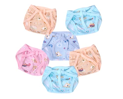 Image of Mom's Darling Cotton Nappies for new born baby 0-6 months (Pack of 6) | Cotton baby langot | Soft, washable & reusable cloth diaper for new born baby| New born baby products /essentials | Multicolor
