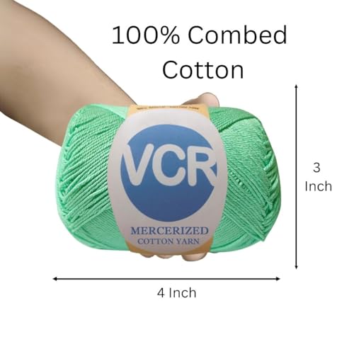 Image of VCR 4 Ply Light Cyan 100% Mercerized Cotton Yarn, 60 Grams Hank, 190 Meters Length, Cotton Combed Ball, Smooth and Glossy Crochet Yarn for Crochet and Knitting, Pack of 1, Suitable for DIY Crafts