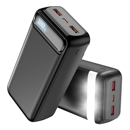Power Bank 50000 mAh, power bank piccolo ma forte (uscite USB C e ingresso), batteria esterna per cellulare con funzione di ricarica rapida, power bank di grande capacità, compatibile con iPhone 16 15