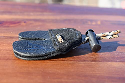 Standing Wolf Traditional Moose Leather Finger Tab For Archery (Split Finger Black) | Traditional Style Archery Tab Finger Protector | Handmade Archery Tabs For Hunting & Target Practice #TOP3