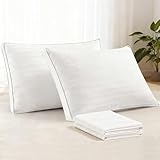 puredown® 2-Pack Goose Feather Down Pillows - 100% Cotton Cover, Hotel Collection Pillows, King Size for Stomach, Side & Back Sleepers