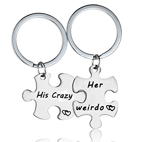 2PCs His Crazy Her Weirdo Couples Keychains Set, Gifts for Couples Sweethearts Personalized Couples Jewelry, Gift for Boyfriend Girlfriend Lovers
