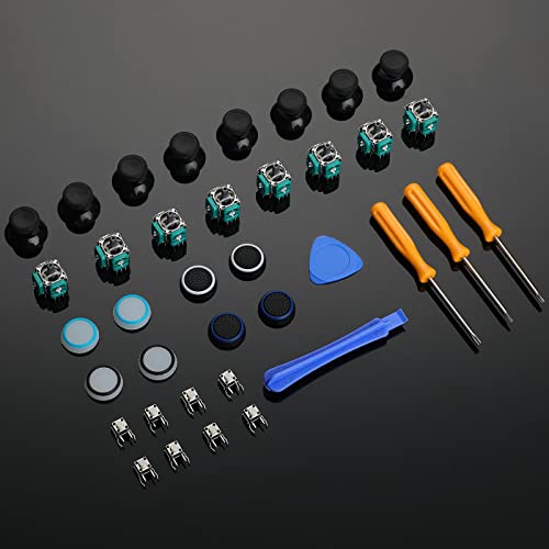 Yunsailing 37 Pcs Replacement Thumbstickst Compatible with Xbox One Controller Analog Joysticks Repair Kit Include Bumper Buttons Replacement Thumbstick Hat Silicone Hat Covers with Screwdriver Parts