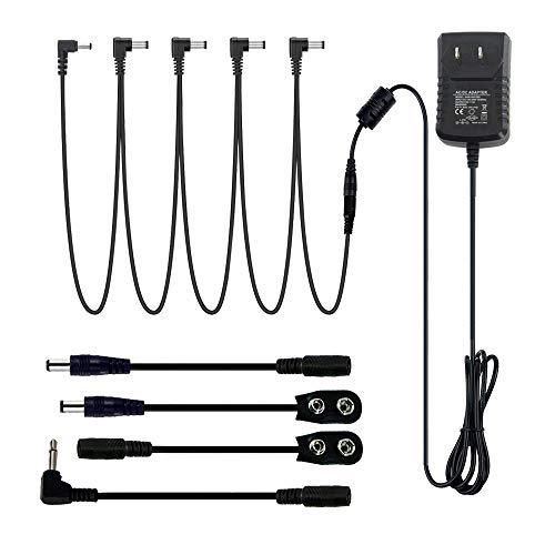 Tom'sline Pedal Power Supply Adapter - 9V Adapter 5 Way Right Angle Pedal Power Cable for Guitars and Basses Effect Pedals