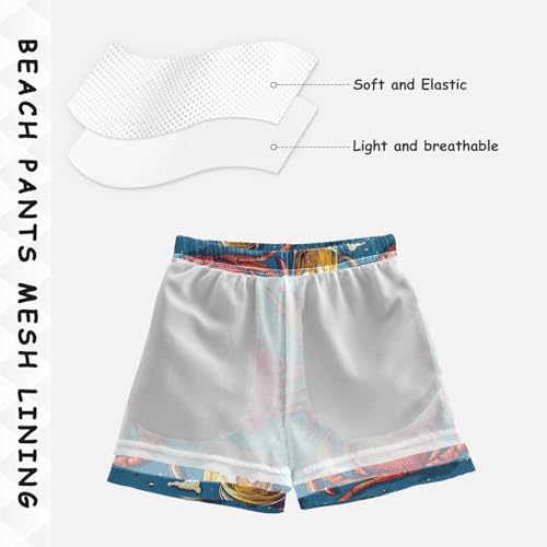 Pigsaly Boys Swim Trunks Crayfish Crabs Beer Mugs Vintage Boys Board Shorts Swimsuit Swimwear Summer Bathing Suit 4T Multicolor4