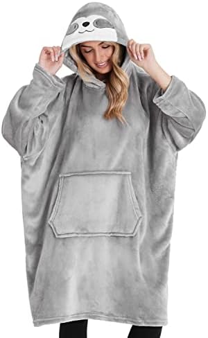CityComfort Oversized Blanket Hoodie for Women Men and Teens, Fleece Wearable Blanket with Sleeves, Soft Warm Snuggle Blanket (Charcoal)