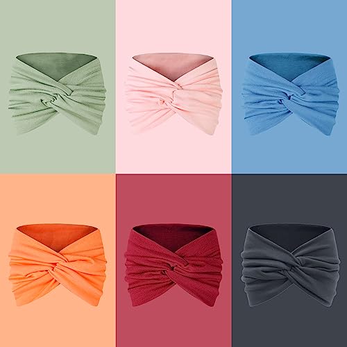 Image of Tobeffect Wide Headbands for Women, 7'' Extra Large Turban Headband Boho Cloth Hairband Colorful Hair Twisted Knot Accessories, 6 Pack