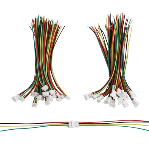 Cermant 40pcs (20Pairs) JST 1.25mm 4Pin Mini Micro Male and Female Connection Cable Plug with Terminal Connector Wire Cable 100mm 1571-26AWG