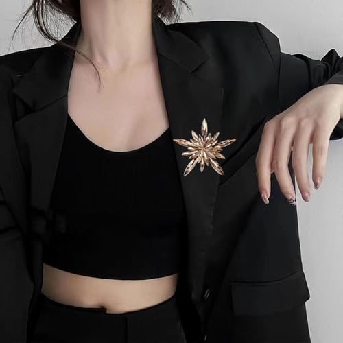 Image of Rhinestone Flower Brooch Pin for Women Red Black Purple Flower Broochs Pin Hat Christmas Brooch Jewelry