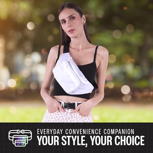Image of Fanny Pack for Men & Women - Waist Bag Pack - Lightweight Belt Bag for Travel Sports Hiking, Solid White v2, One Size