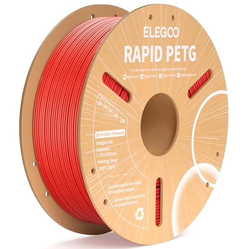 ELEGOO Rapid PETG Filament 1.75mm Red 1KG, High Speed 30-600mm/s 3D Printer...