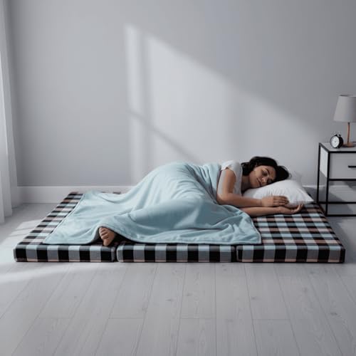 Image of PSR Folding Mattress, Foldable, Lightweight, Travel, Outdoor Camping, Cotton, Portable Mattress, Floor Sleeping Mat for Sleeping Epe Foam Slim Mattress for Single Bed (72 inchX36 inchX2 inch) (1)
