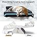 Veehoo Elevated Raised Dog Bed-Cooling Outdoor Dog Cot Bed for Large Sized Dogs Three-Sided Fence Raised Pet Cot with Mesh & No-Slip Feet Dog Hammock Bed with Removable Bolster-47 x 29